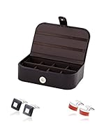 SILVIO SILVANI Guarda Gemelos Marrón + Dos Pares De Gemelos Con Piedra Ojo De Gato Naranja Y Negra Plateado / Azul