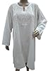 Womens Tunic Kurta White Chikan Embroidered Cotton Kurti Dress Large