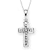 14K White Gold 0.12 ct. Diamond Channel Set Cross Pendant with Chain (Higher Quality)