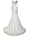 Solovedress Women's Beaded Pleat Lace Wedding Dress Mermaid Bridal Gown with Sash