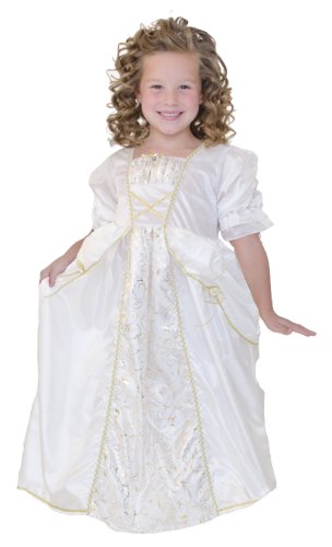 2 Item Bundle: Little Adventures 11293 White Princess Bride Dress (Ages 5-7) Machine Washable + Free Hair Bow