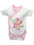 Itzy Bitzy Flower Show Zinnia Short Sleeve Wrap Onezie Bodysuit by Zutano - White - Preemie