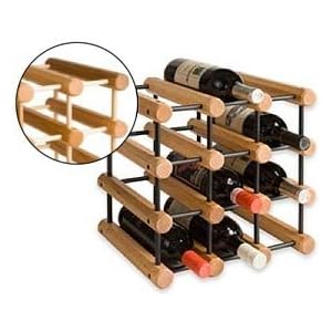 J.K. Adams MWR-6-PG Hardwood 6-Bottle Wine Rack, Natural with Black Pegs by