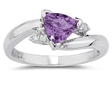 .75ct Trillion Cut Amethyst and Diamond Ring in 14K White Gold