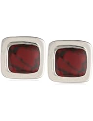 Sterling Silver Inlay Square Clip-On Earrings