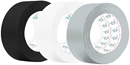 Devek Professional's Choice Premium Gaffer Tape Matte Cloth With Rubber Adhesive 12.5 Mil Thick Classic Pack Black, White, Grey 2 Inch X 25 Yards