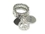 Silver Tone Crystal Peace Dangle Stretch Ring Fashion Jewelry