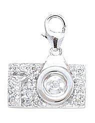 14K White Gold Diamond Camera Charm