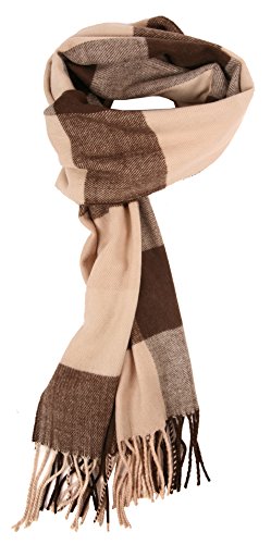 Love Lakeside-Men's Cashmere Feel Winter Plaid Scarf Brown