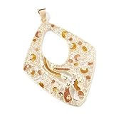 18K Gold Stained Glass Design Diamond Shaped Electroform Pendant
