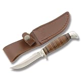 Colt Knives 296 Small Hunter Fixed Blade Knife with Stacked Leather Handles