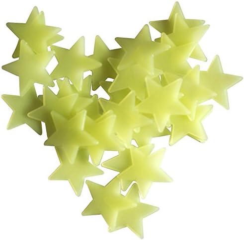 Rainyway 100Pcs/Pack Stars Glow in the Dark Luminous Fluorescent Plastic Wall Stickers, Removable Diy Home Decorations Art Decor Wall Stickers &amp; Murals for Kids Bedroom (Green)