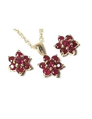 Peninsula Jewellery 9Ct Gold Ruby Pendant And Earring Set