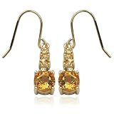18k Yellow Gold Plated Sterling Silver Citrine Wire Earrings
