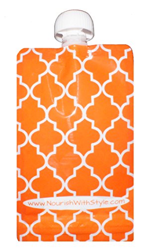 Reusable Baby Food Pouch - 10 Pack Orange Creamsicle - 5 oz size by Nourish with Style