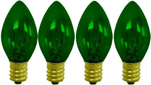 C-7 Green Colored Transparent Christmas Light Replacement Bulbs [C7T-G]