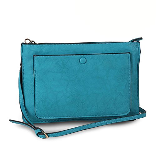 Diophy PU Leather iPad Tablet Protective Sleeves Front Pockets Womens Fashion Clutch Bags Handbag Purse JX-373 (Turquoise)