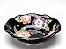 Fine Ceramic Hand Painted Black Pansy Madness Pansy Flowers Design Soup Bowls Set (Set of 4), 7-3/4
