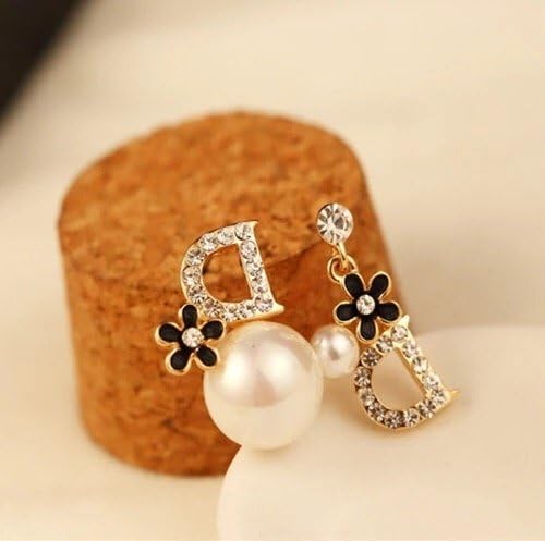 Sunny Jewelry Women's Korean Style Metal Earrings (D-black flower)