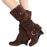 Naylie09 Buckle Bow Wedge Boots BROWN 41Rl0x%2BfB0L. SL160 Naylie09 Buckle Bow Wedge Boots BROWN