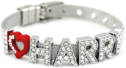 1d Crystal Slider Letter Wristband Bracelet - I Love Harry - Steel Version