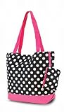 Black and Hot Pink Polka Dot Large