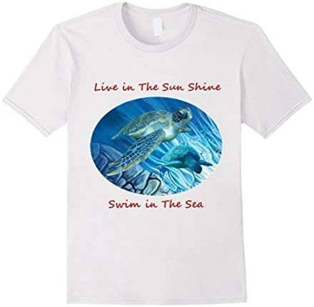 Sea Turtle T-Shirt Kids, Adult Swim in The Sea - Male Large - White