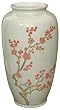Japanese Home Decor - 14" Cherry Blossoms on Ice Crackle Ivory Decorative Porcelain Flower Vase
