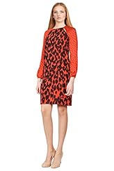 Leopard Print Polka Dot Print Silk  Dress