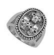 Stainless Steel High Polished Ring - Three Skulls - Size: 9-13
