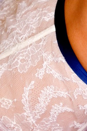 Janet Reger Ivory and Marine Lace Suspenders