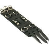 Wide Black Leather Cuff Wrist Watch Band Rock & Roll