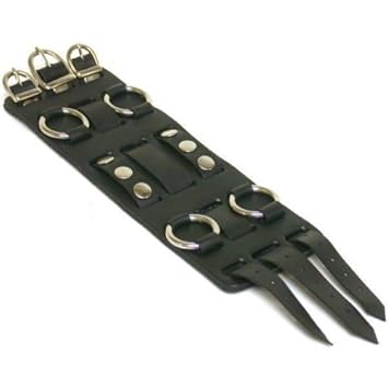 Wide Black Leather Cuff Wrist Watch Band Rock & Roll