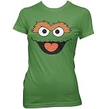 Sesame Street Oscar Photo Ladies Fine Jersey T-Shirt, Grass, M