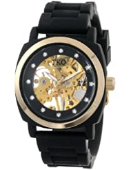 TKO ORLOGI Womens Tk626BK Milano Black Rubber Mechanical Movement Skeleton Watch