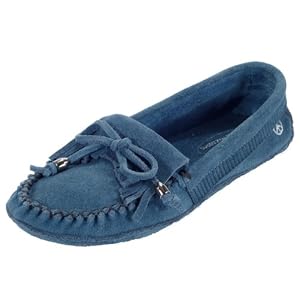 Buy PEACE MOCS Megan Ladies Suede Moccasins Shoes Casual Flat Loafers Blue by Peace Mocs
