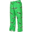 Kelly Green Soccer Wording Fun Print Novelty tie cord flannel cotton pants for lounging, sleep, sports. Unisex relaxed fit,