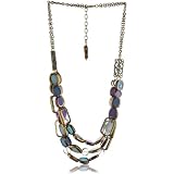 Sparkling Sage Antique Glass Blue Triple-Stran