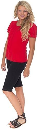 Women's Colored Denim Modest Bermuda Shorts, Black - 14