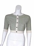 LILY MCNEAL Knit Cropped Sweater in Green
