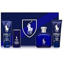 Polo Blue by Ralph Lauren for Men 4 Piece Set Includes: 4.2 oz Eau de Toilette Spray + 3.4 oz Vitamin Enriched After Shave Gel + 3.4 oz Vitamin Enriched Shower Gel + 2.6 oz Vitamin Enriched Alcohol Free Deodorant Stick