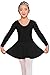 Arshiner Girls Kids Classic Long Sleeve Leotard Dance Ballet Tutu Dress,Black,130(Age for 5-6Y)