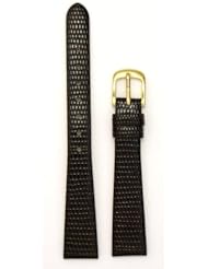 Ladies Lizard Grain Leather Watchband Brown 11mm Watch Band