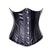 Bslingerie Womens Black Faux Leahter Full Spiral Steel Boned Corset