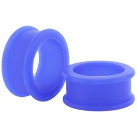 Pair 7/8" (22mm) - Blue Silicone Flexible Acrylic Ear Plug Earlets - Body Jewelry