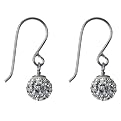Sterling Silver Pave Ball Earring - White