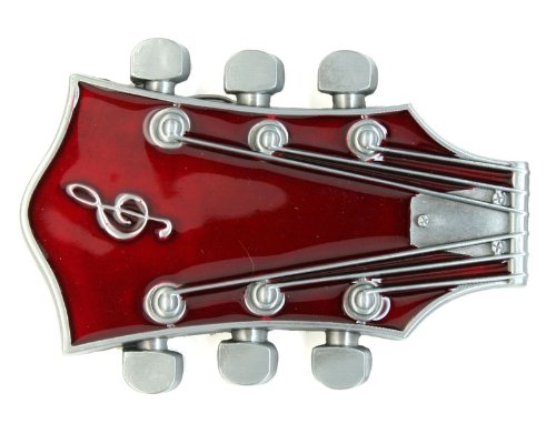 Red Guitar Belt Buckle