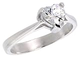 Sterling Silver .75 Carat size Heart Cut Cubic Zirconia Bridal Ring