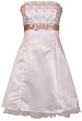 Gold Embroidered Strapless Holiday Formal Bridesmaid Gown Prom Dress With Tulle