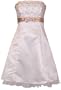 Gold Embroidered Strapless Holiday Formal Bridesmaid Gown Prom Dress With Tulle Junior Plus Size, Medium, Ivory